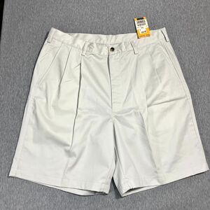NWT HAGGAR Classic Cargo Shorts Double Pleat Beige Khaki 100% Cotton Size 36W